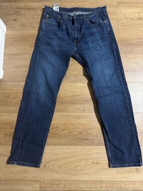 Straight Fit Men's Jeans in Dark Blue Wash